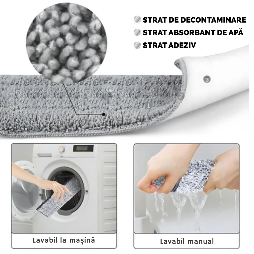 FlatMop – Mop Cu Găleată 7L + 5 Rezerve Cadou (Promoție Valabilă Doar Azi)