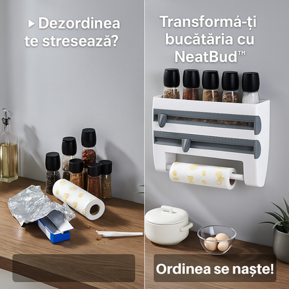 NeatBud – Organizator 3 în 1 pentru Bucătărie cu Suport pentru Folie
